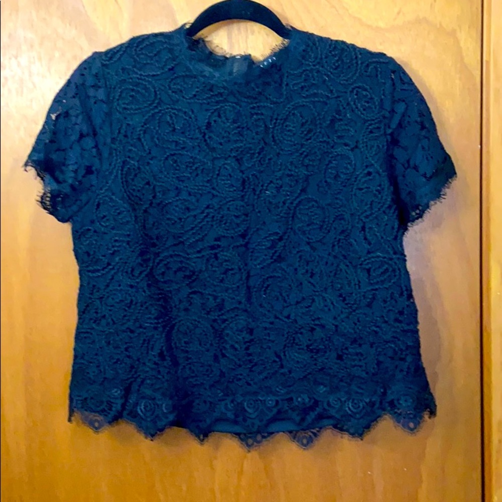 Black lace & embroidered top